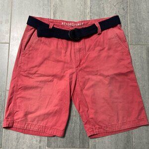 Aeropostale Flat Front Cotton Chino Shorts with Belt Pink Men’s Size 36